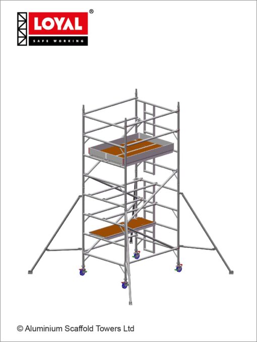5.2m(17'7") Working Height - Loyal Tower 1450 Plus, 1.8m(5'11") Long, Loyal Loyal Industrial Scaffold Tower Plus