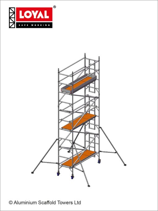 6.7m(22') Working Height - Loyal Tower 850 Plus, 2.5m(8'2") Long, Loyal Loyal Industrial Scaffold Tower Plus